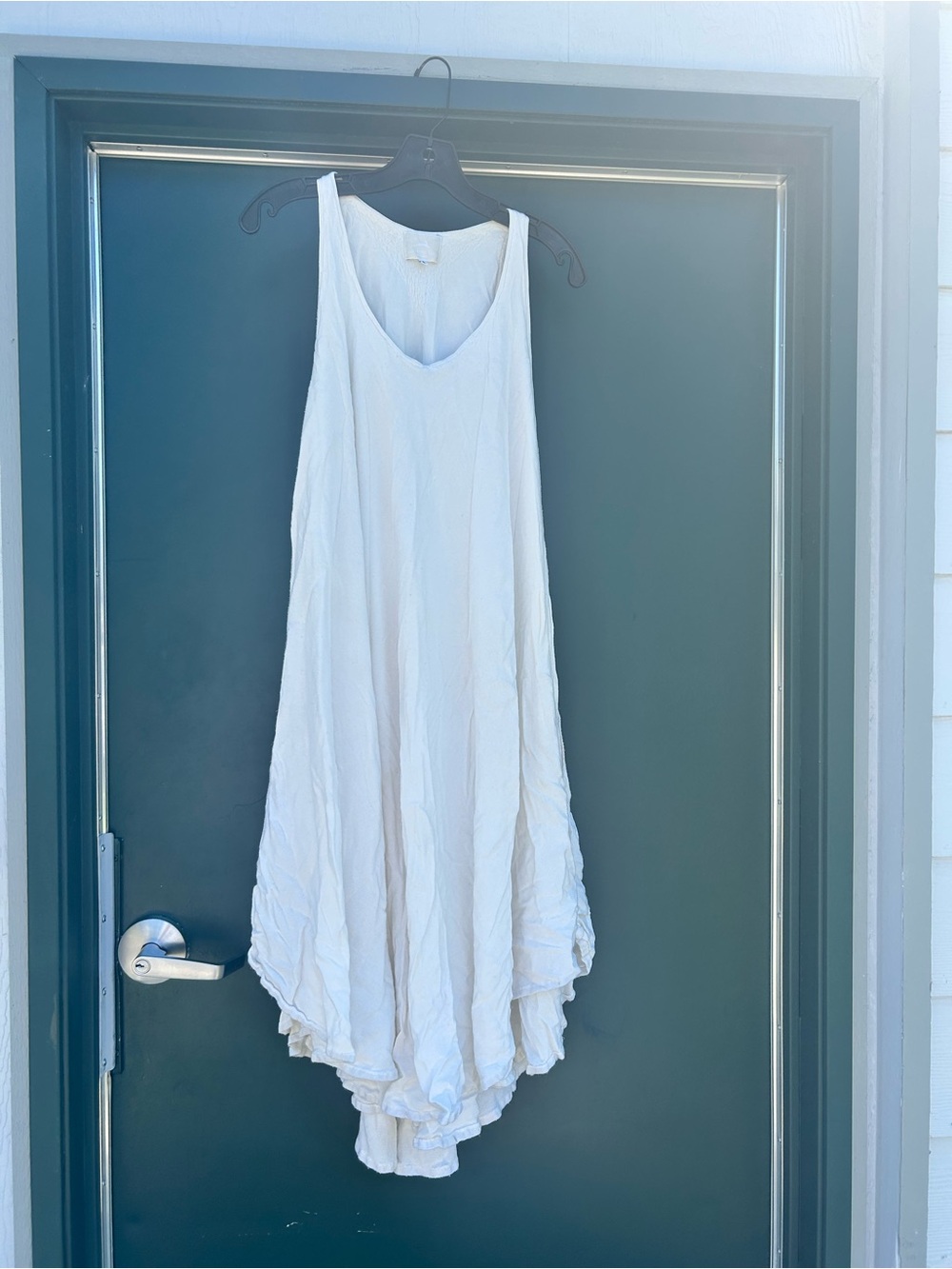 Vintage layered cotton Sleeveless White High-Low V-Neck Dress